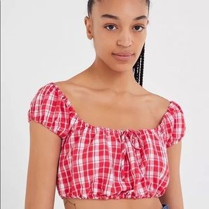 Urban outfitters red plaid crop top